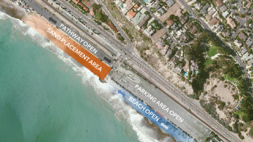 Aerial view of sand placement area at Capistrano Beach