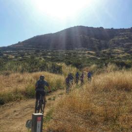 biking up trail