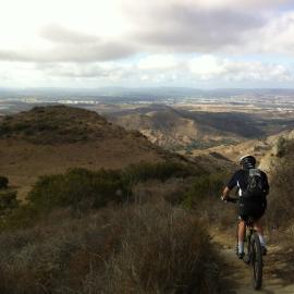 Biking on a trail